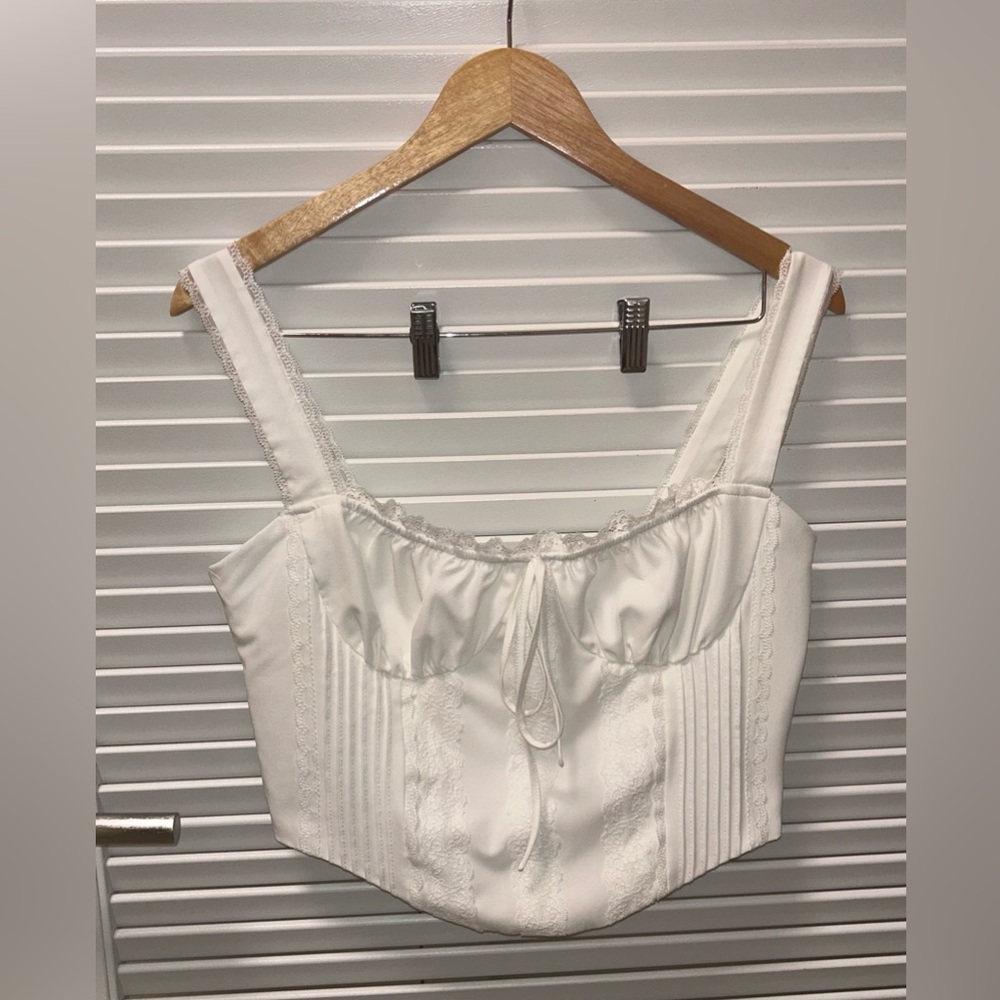 White Lace Trimmed Women's Top